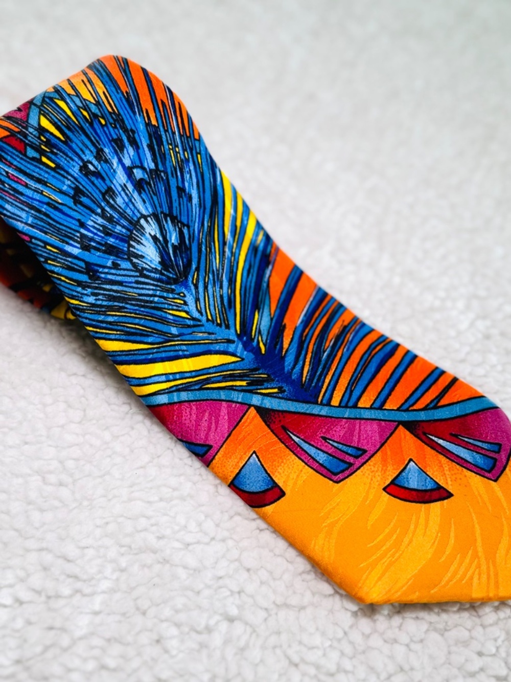 Rush Limbaugh No Boundaries Collection Tie Peacock Feathers Silk USA Vintage 90s